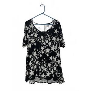 LuLaRoe Black and White Star Pattern Tunic Top Medium